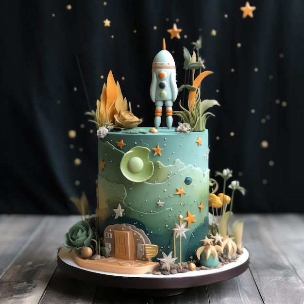 Foto gratuita un delicioso pastel de astronautas en 3d.