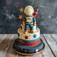 Foto gratuita un delicioso pastel de astronautas en 3d.