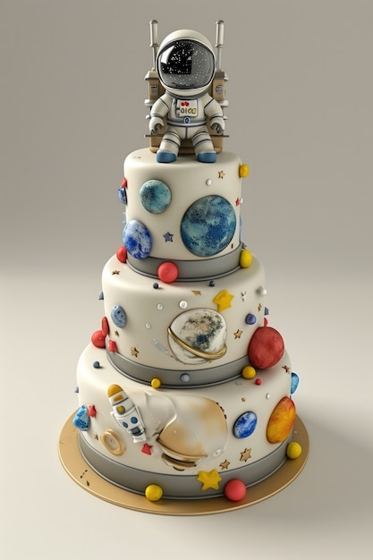 Foto gratuita un delicioso pastel de astronautas en 3d.