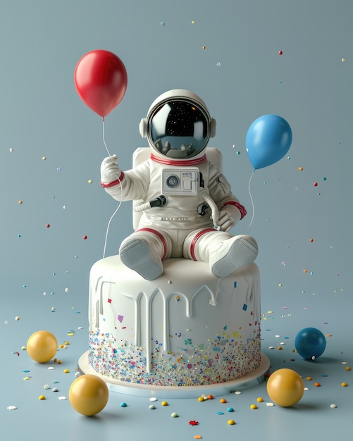 Foto gratuita un delicioso pastel de astronautas en 3d.