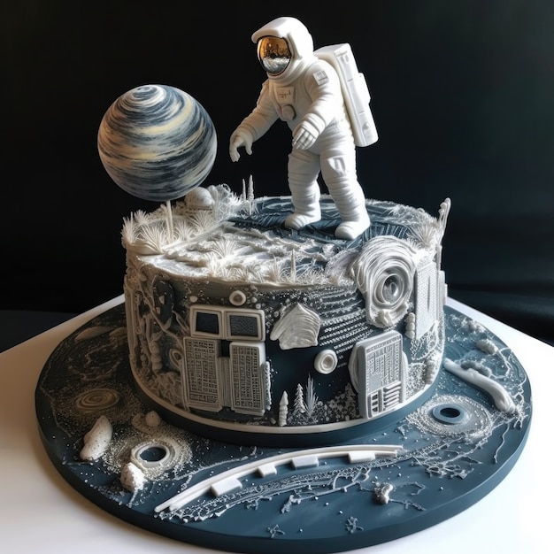 Foto gratuita un delicioso pastel de astronautas en 3d.