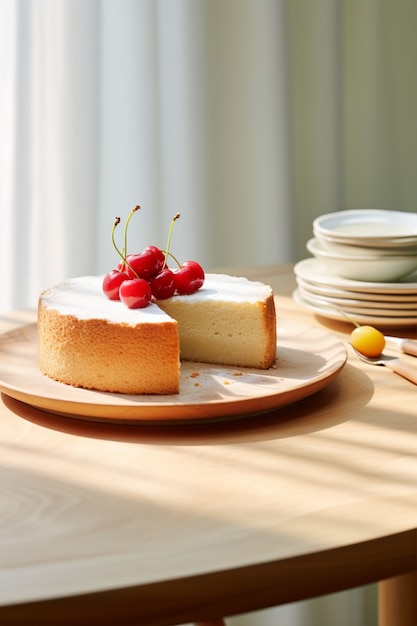 Foto gratuita delicioso pastel con cerezas