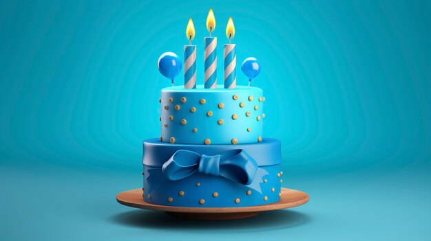 Delicioso pastel de cumpleaños con fondo azul