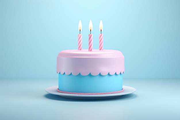 Foto gratuita delicioso pastel de cumpleaños con fondo azul