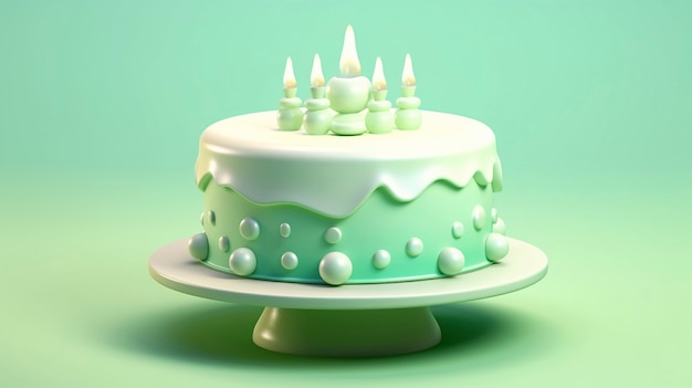 Delicioso pastel de cumpleaños con fondo verde