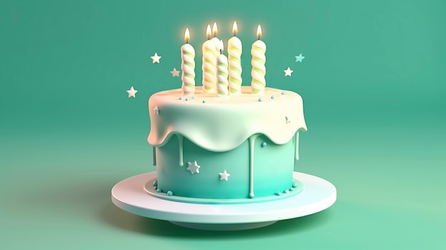 Delicioso pastel de cumpleaños con fondo verde