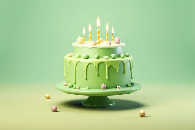 Foto gratuita delicioso pastel de cumpleaños con fondo verde