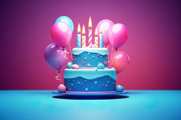 Foto gratuita delicioso pastel de cumpleaños con globos