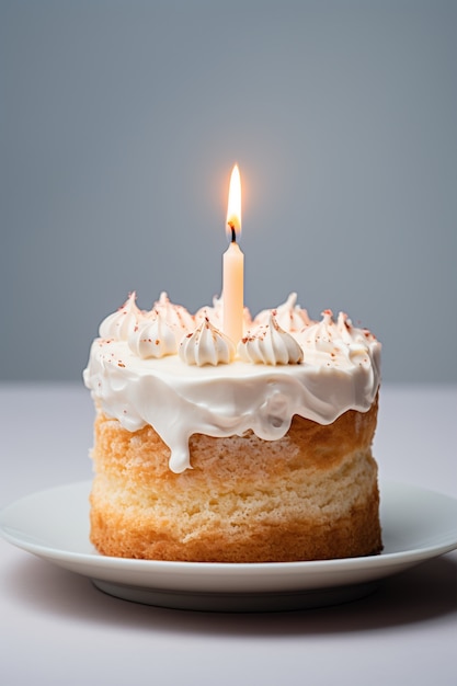 Delicioso pastel de cumpleaños con vela