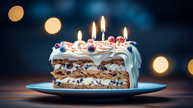 Delicioso pastel de cumpleaños con velas