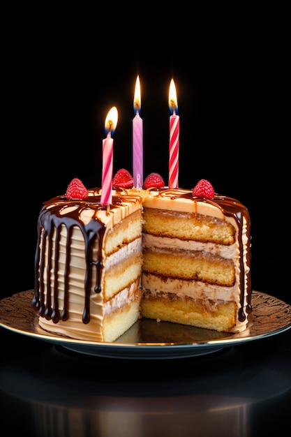 Foto gratuita delicioso pastel de cumpleaños con velas