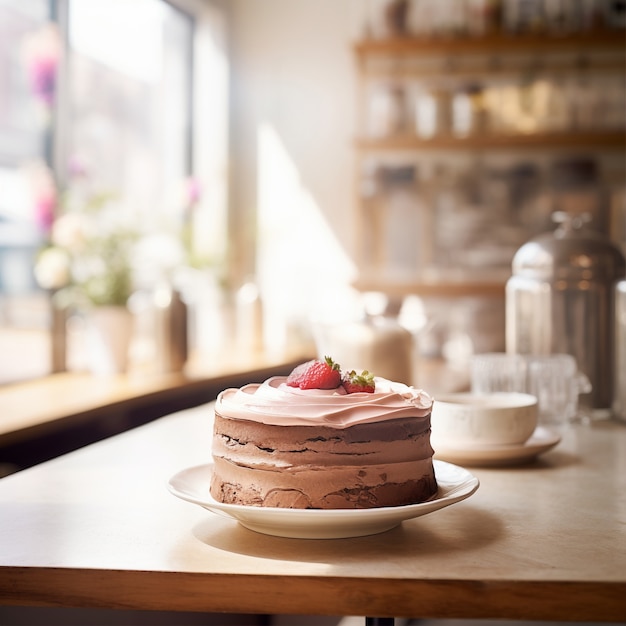 Foto gratuita delicioso pastel con fresas