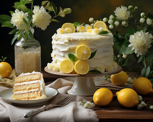 Foto gratuita delicioso pastel con limones