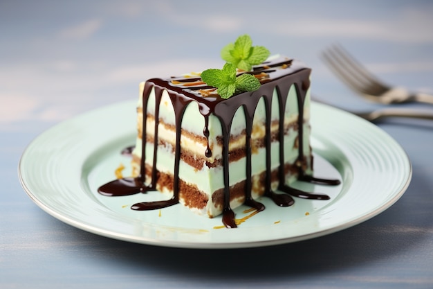 Delicioso pastel de menta con helado