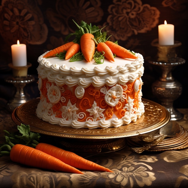 Delicioso pastel de zanahorias con crema