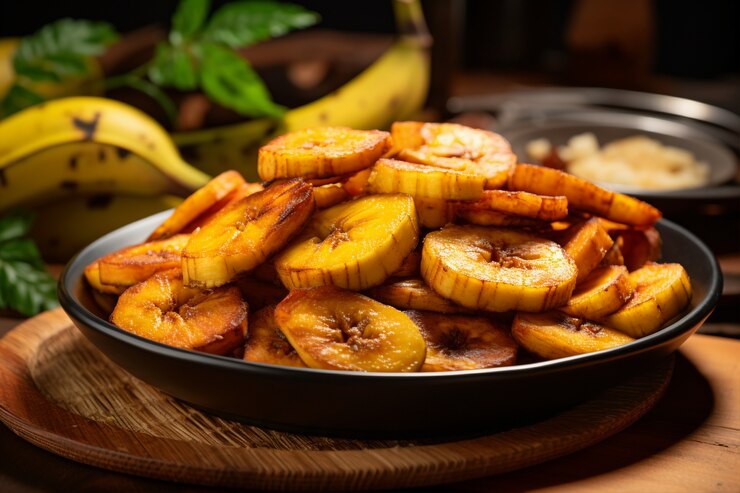 Delicioso plátano en la vista superior del estudio