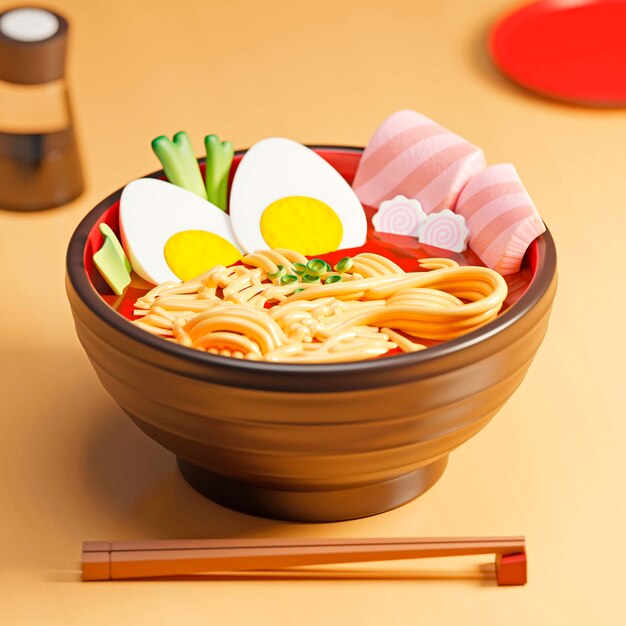 Delicioso ramen con arreglo de palillos