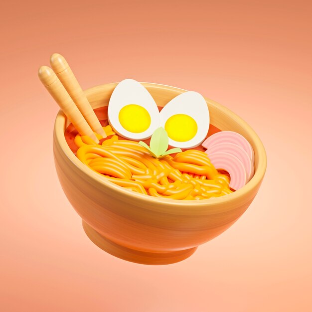 Delicioso ramen con arreglo de palillos