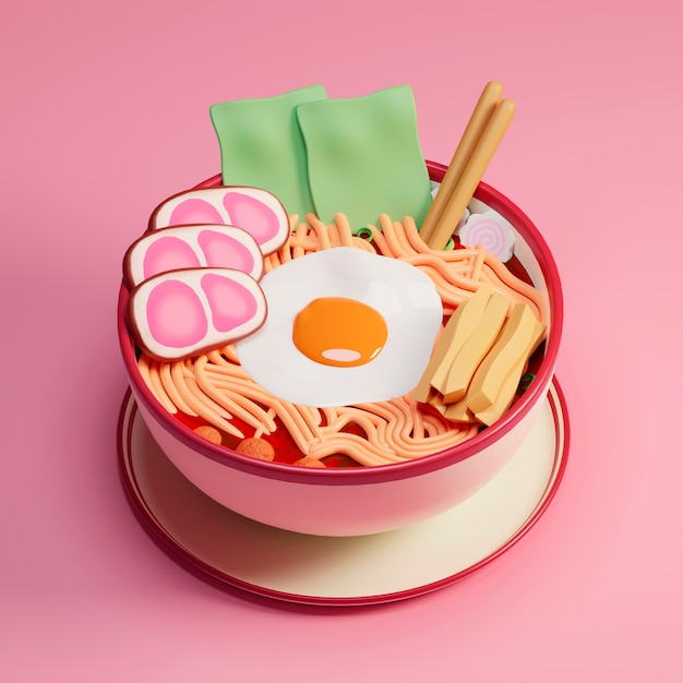 Delicioso ramen con arreglo de palillos