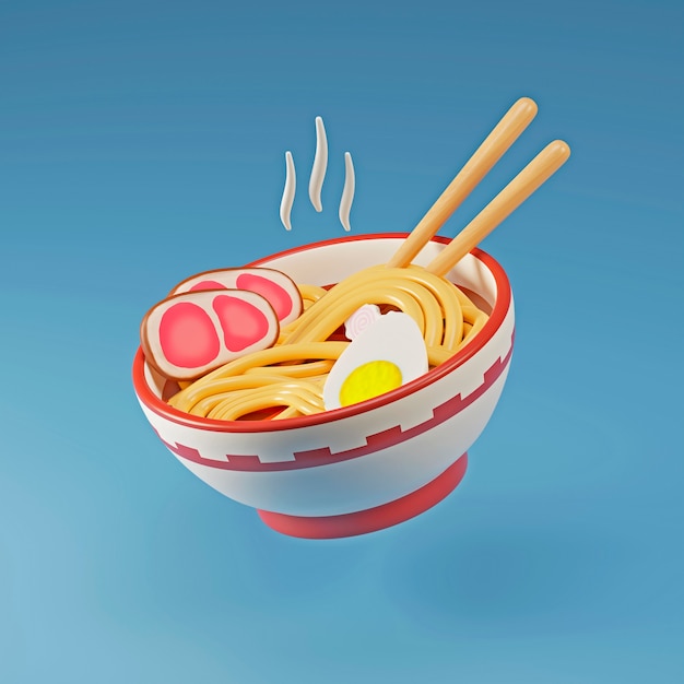 Delicioso ramen con arreglo de palillos