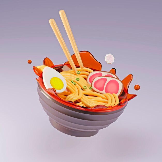 Delicioso ramen con arreglo de palillos