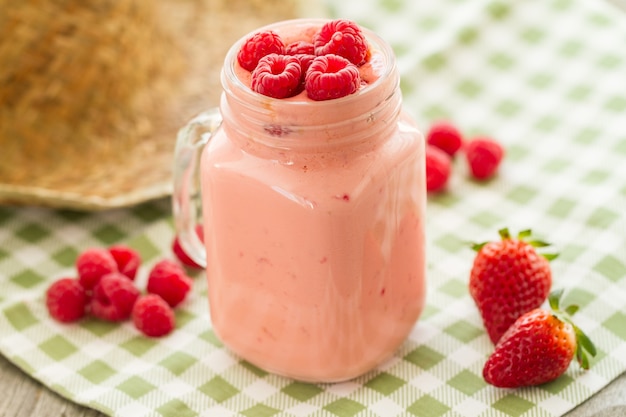 Delicioso smoothie de frambuesas