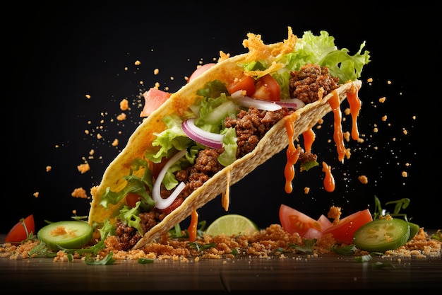 Foto gratuita un delicioso taco en el estudio