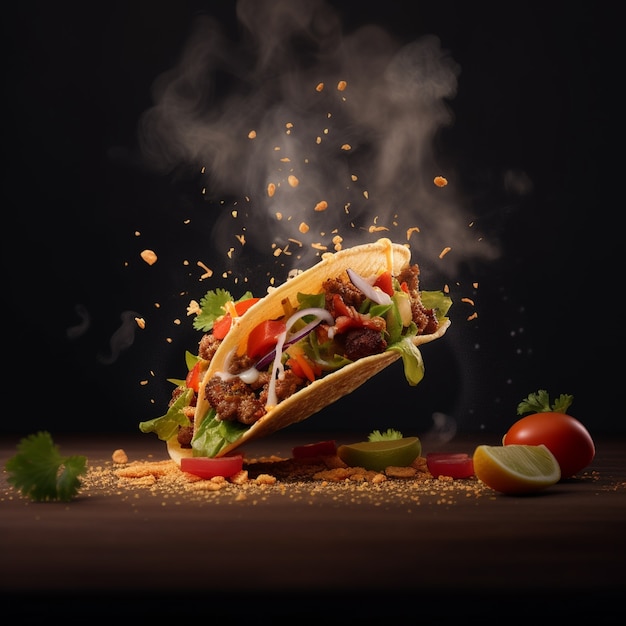 Foto gratuita delicioso taco tradicional con carne