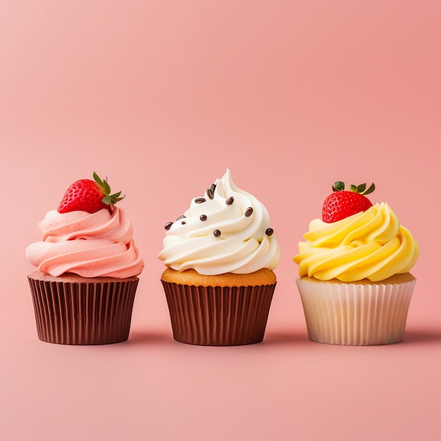 Deliciosos cupcakes con fresas