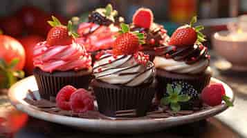 Foto gratuita deliciosos cupcakes con frutas