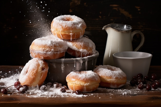 Deliciosos donuts con arreglo de topping