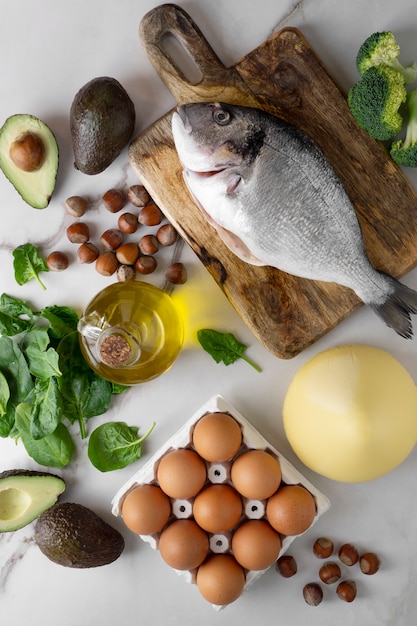 Foto gratuita deliciosos ingredientes para la dieta ceto