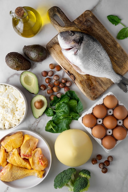 Foto gratuita deliciosos ingredientes para la dieta ceto