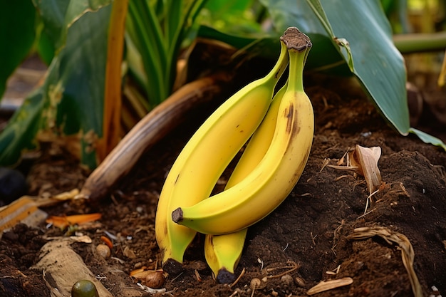 Deliciosos plátanos en la naturaleza