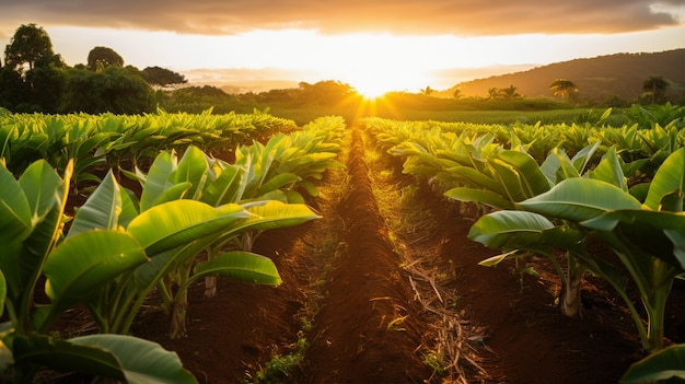 Deliciosos plátanos en la naturaleza