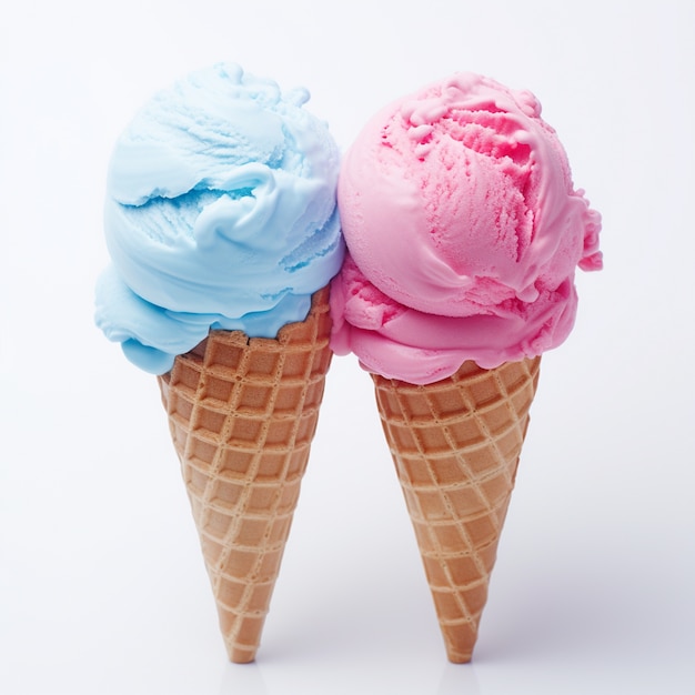 Foto gratuita deliciosos sabores de helado con conos