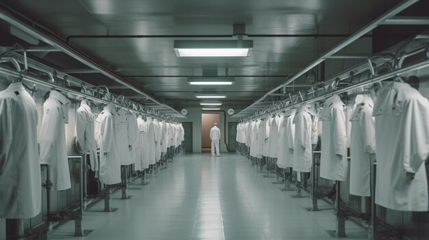 Dentro de una instalación de lavandería industrial