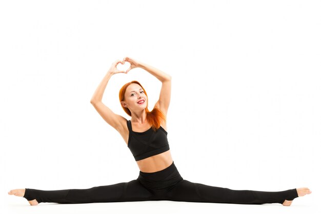 Deportivo, joven, mujer, yoga, asana