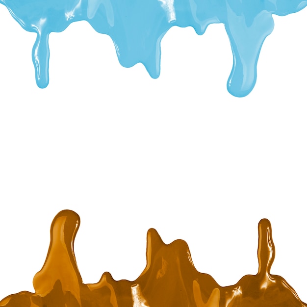 Derrames de pintura azul y dorada
