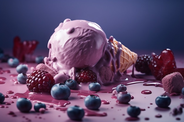 Foto gratuita derretir helado con bayas