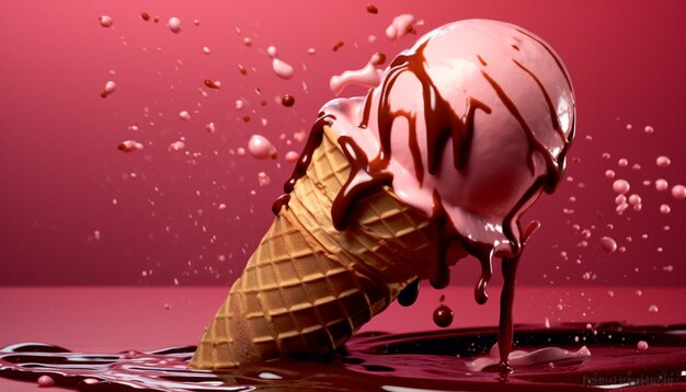 Derretir helado de chocolate crea una dulce celebración de verano generada por inteligencia artificial