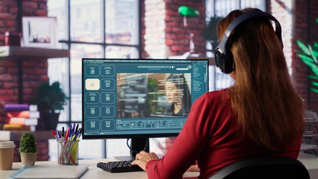 Desarrollador maduro codificando computación en la nube con chatbot de IA en la PC