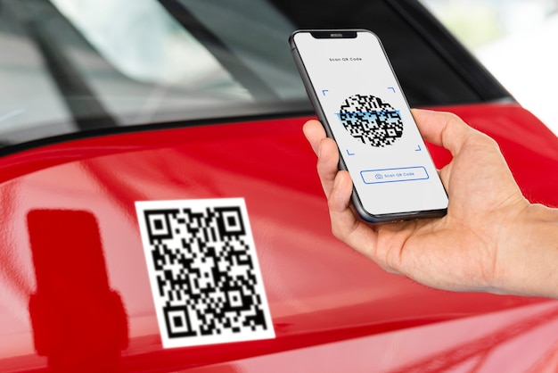 Foto gratuita desbloqueo del coche mediante código qr y smartphone