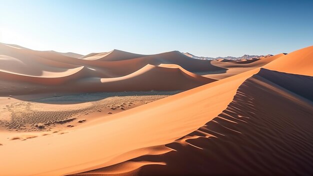 Desierto de dunas de arena naranja con cielo azul claro Imagen generada por IA