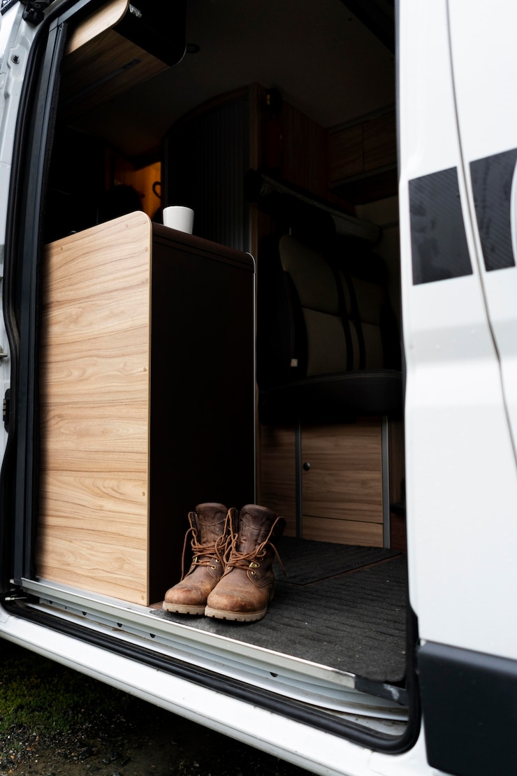 Foto gratuito detalle mínimo de caravana en el interior