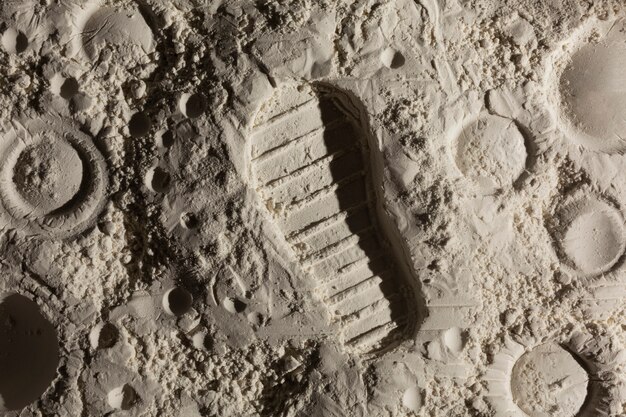 Detalles del paso del pie del concepto de textura lunar