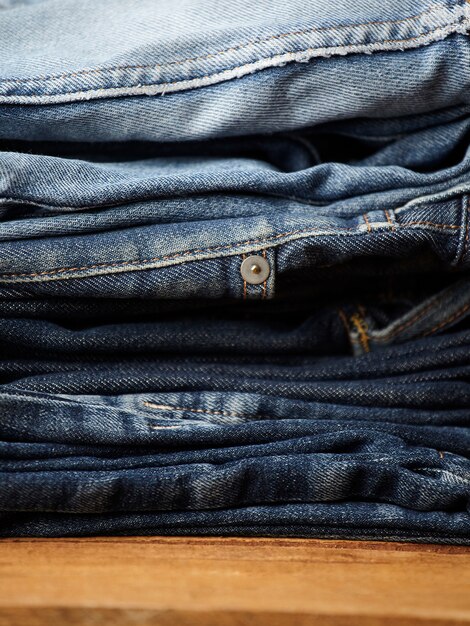 los detalles de la tela de blue jeans