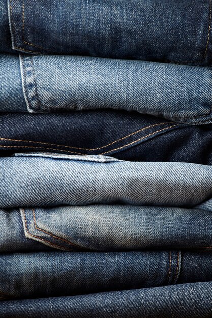 los detalles de la tela de blue jeans