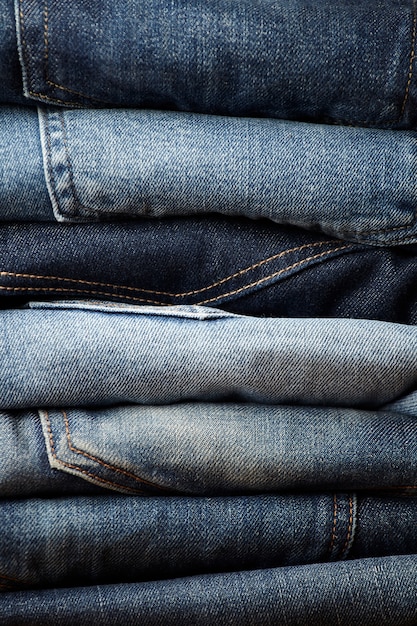 los detalles de la tela de blue jeans