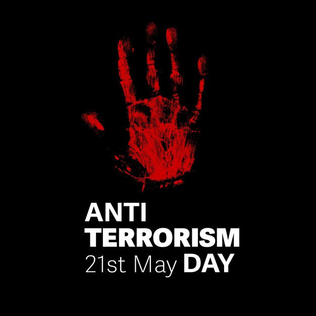 Día antiterrorista con huella de mano.